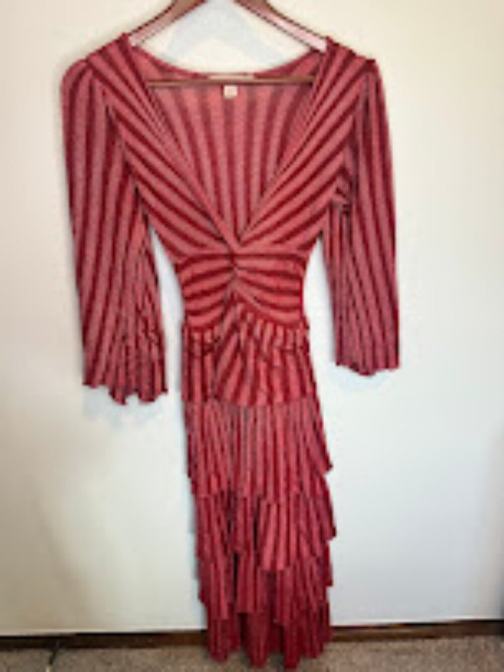 Anthropologie Cecilia Prado Twist Front Deep V Tiered Maxi Dress - S - Picture 2 of 11